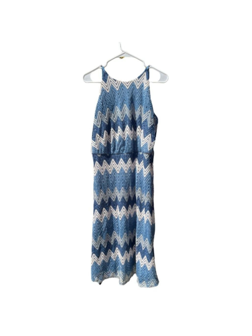Tacera Chevron Sundress Relaxed Fit Sleeveless Lined Lightweight Versatile Blue